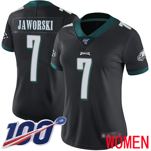 Women Philadelphia Eagles #7 Ron Jaworski Black Alternate Vapor Untouchable NFL Jersey Limited Player